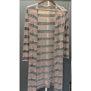 Nix Nox Striped Open Front‎ Long Sleeve Cardigan Duster Women